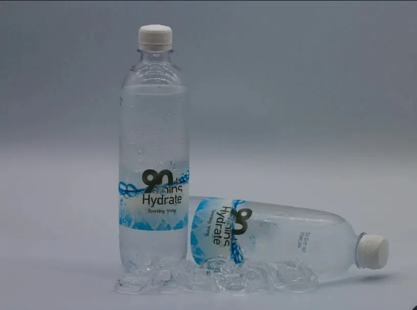 90mins+ Hydrate sparkling water bottles on ice